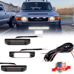 3X Smoke White LED Front Grille DRL Running Lights for Toyota FJ Cruiser (2007–2014)