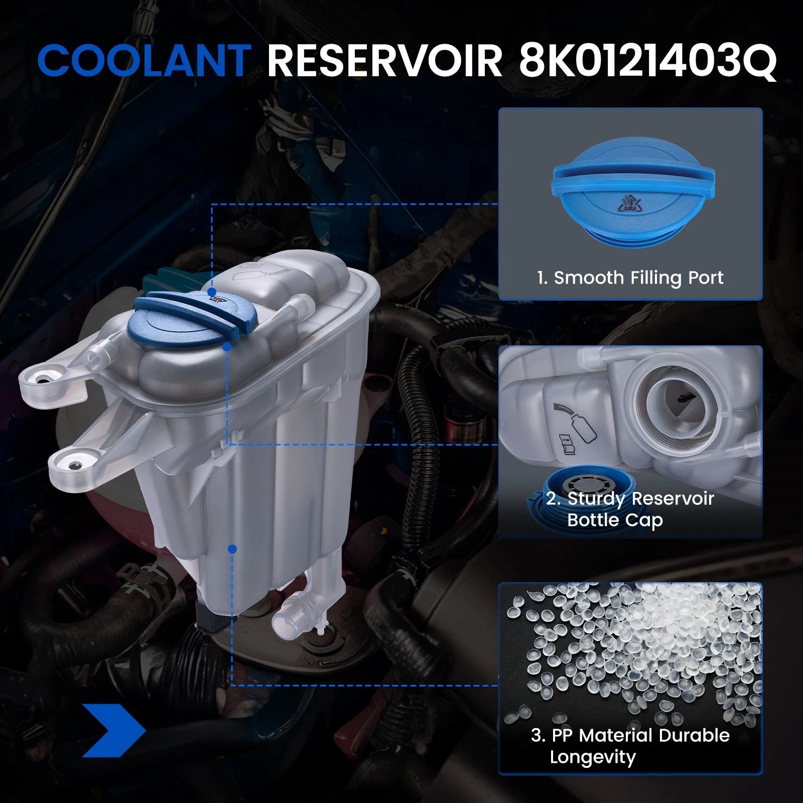 Coolant Tank for Audi Q5 2011–2016, A5 Quattro 2012–2017 (Reservoir)