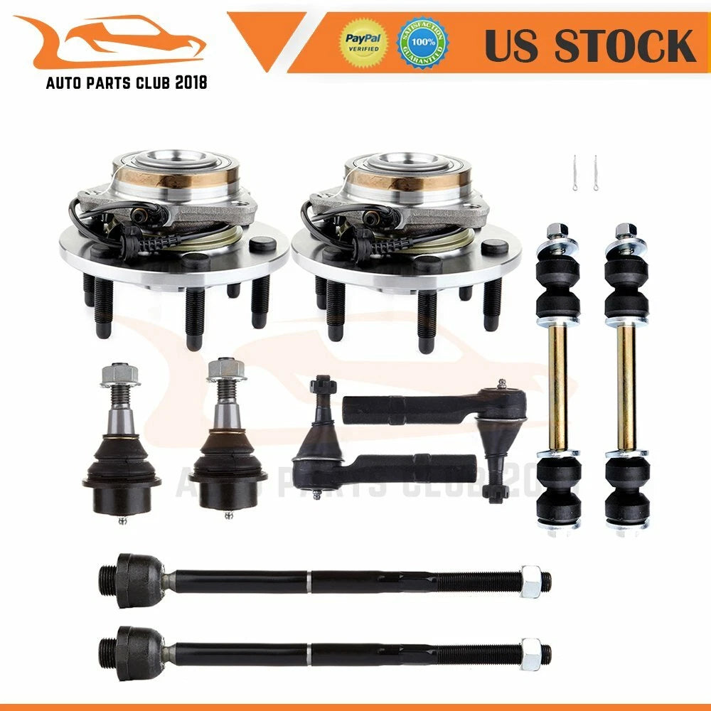 Set of 10 Front Tie Rod End Sway Bar Kit Wheel Hub Bearing for GMC Yukon (2007–2014)