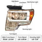 2X LED Tube DRL Projector Headlights for Ford F150 (2009-2014)