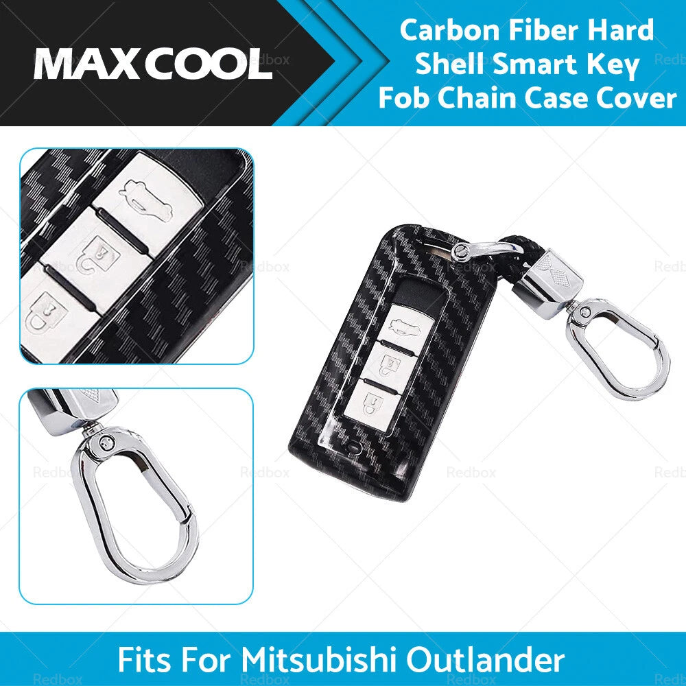 Carbon Fiber Key Fob Chain Case for Mitsubishi Outlander