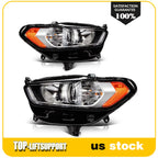 Pair Headlight Assembly for Ford Fusion (2013–2016) Chrome Amber Projector