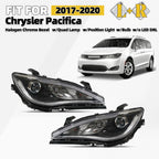 Set of 2 Halogen Headlight Chrome Bezel for Chrysler Pacifica (2017–2020)