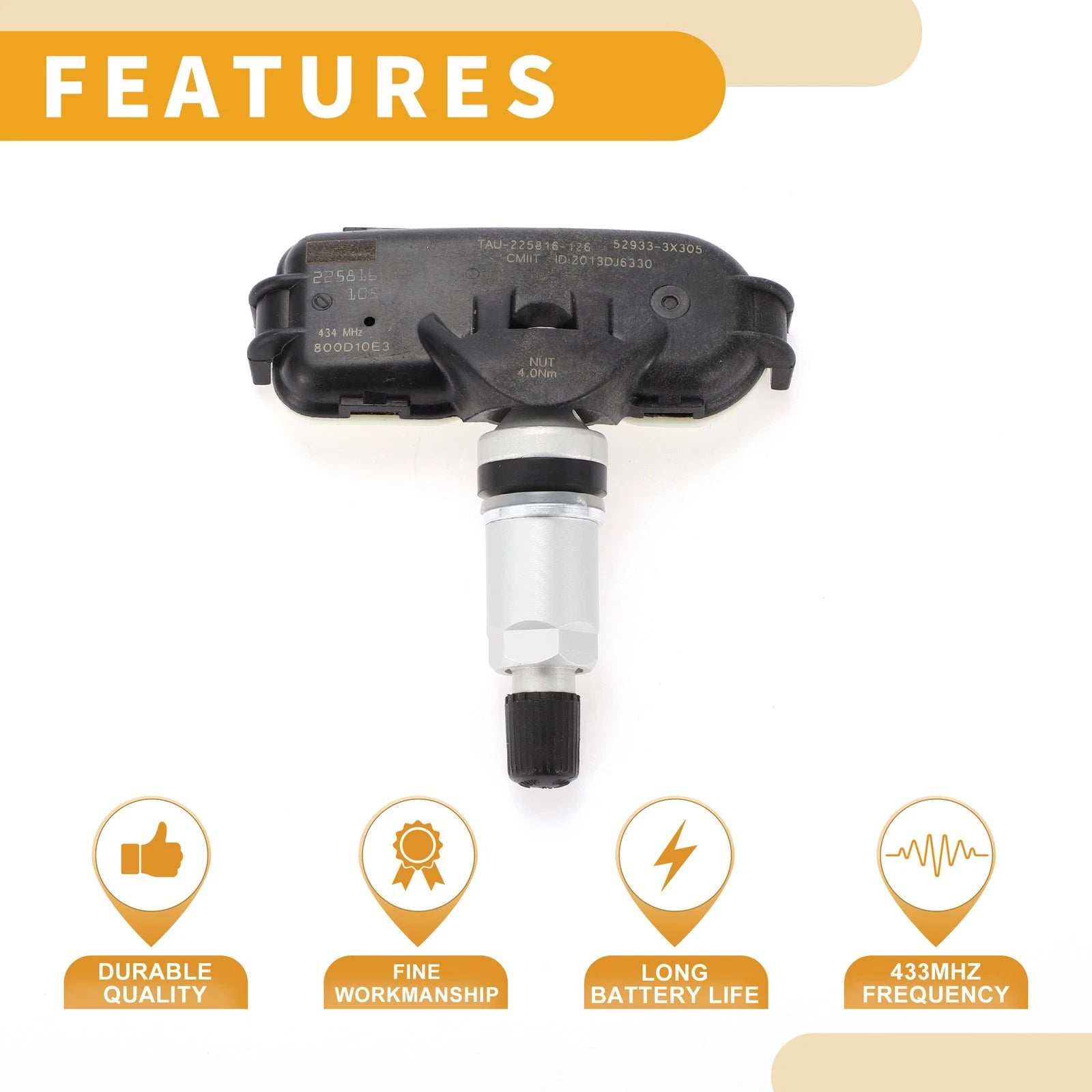 Tire Pressure Sensor for Kia Cerato TD YD Rio UB (2012–2016) 433MHz