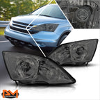 OE Style Headlights for Honda CR-V (2007–2011) Smoked Housing Clear Side