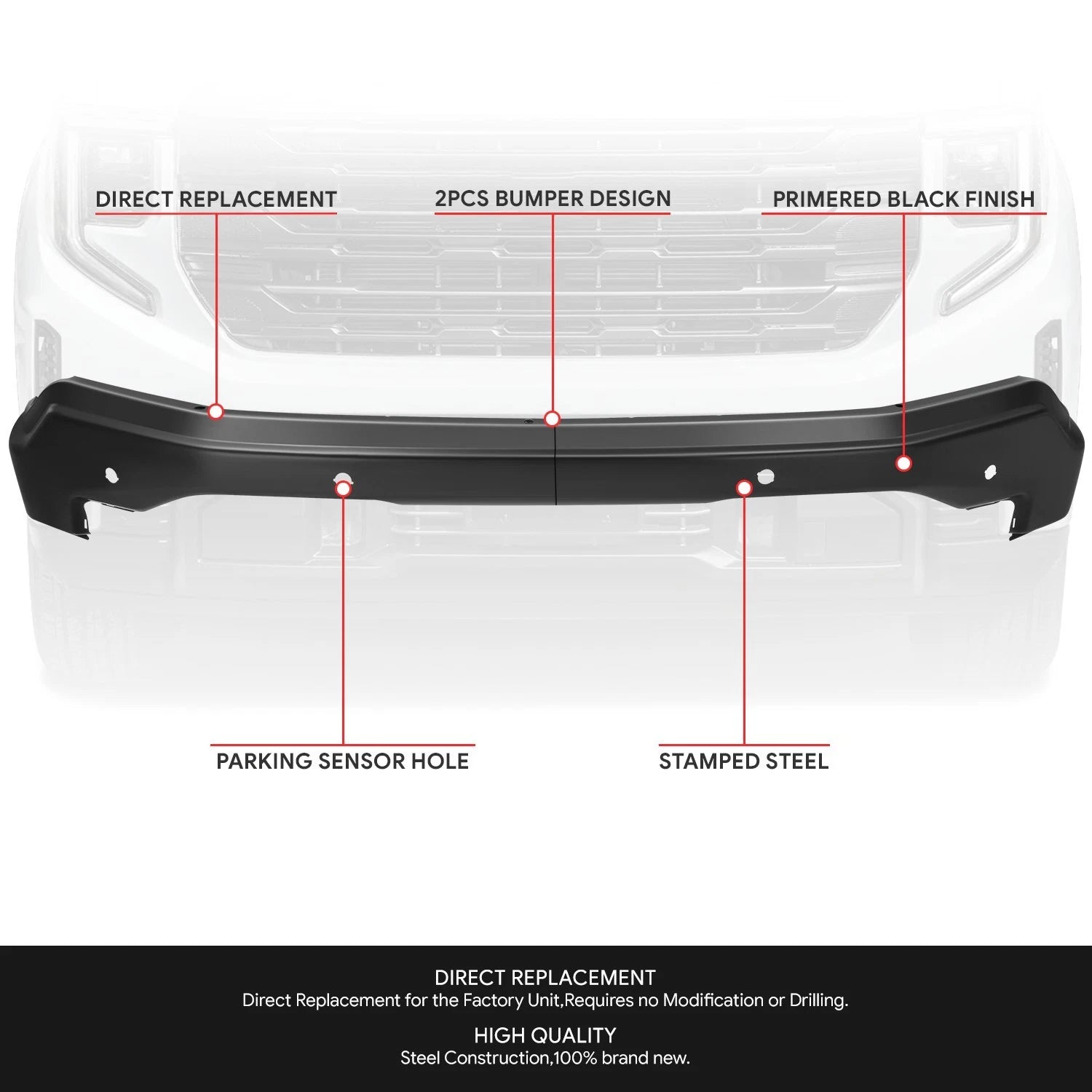 Front Bumper Impact Bar for GMC Sierra 1500 Limited (2022–2026)