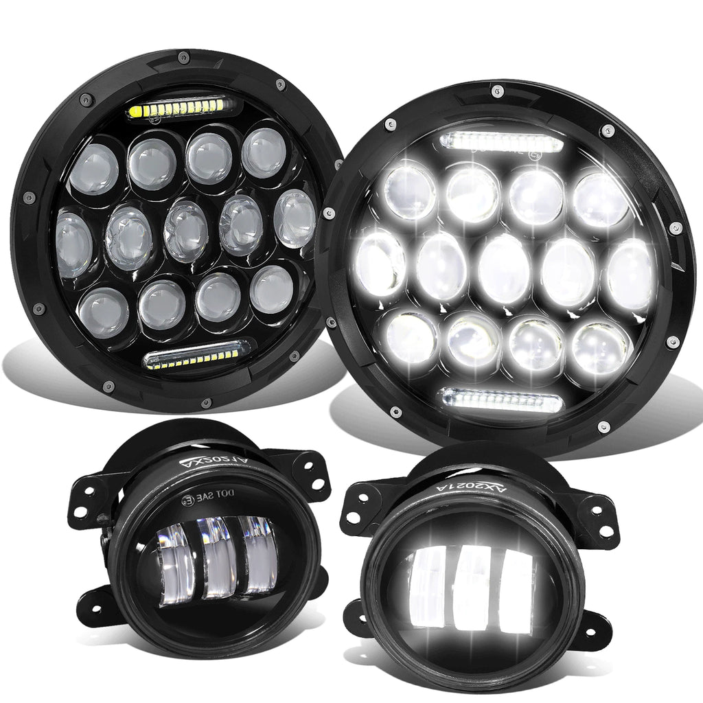 LED Projector Headlights Fog Light Lamps for Jeep Wrangler JK (2007–2018)