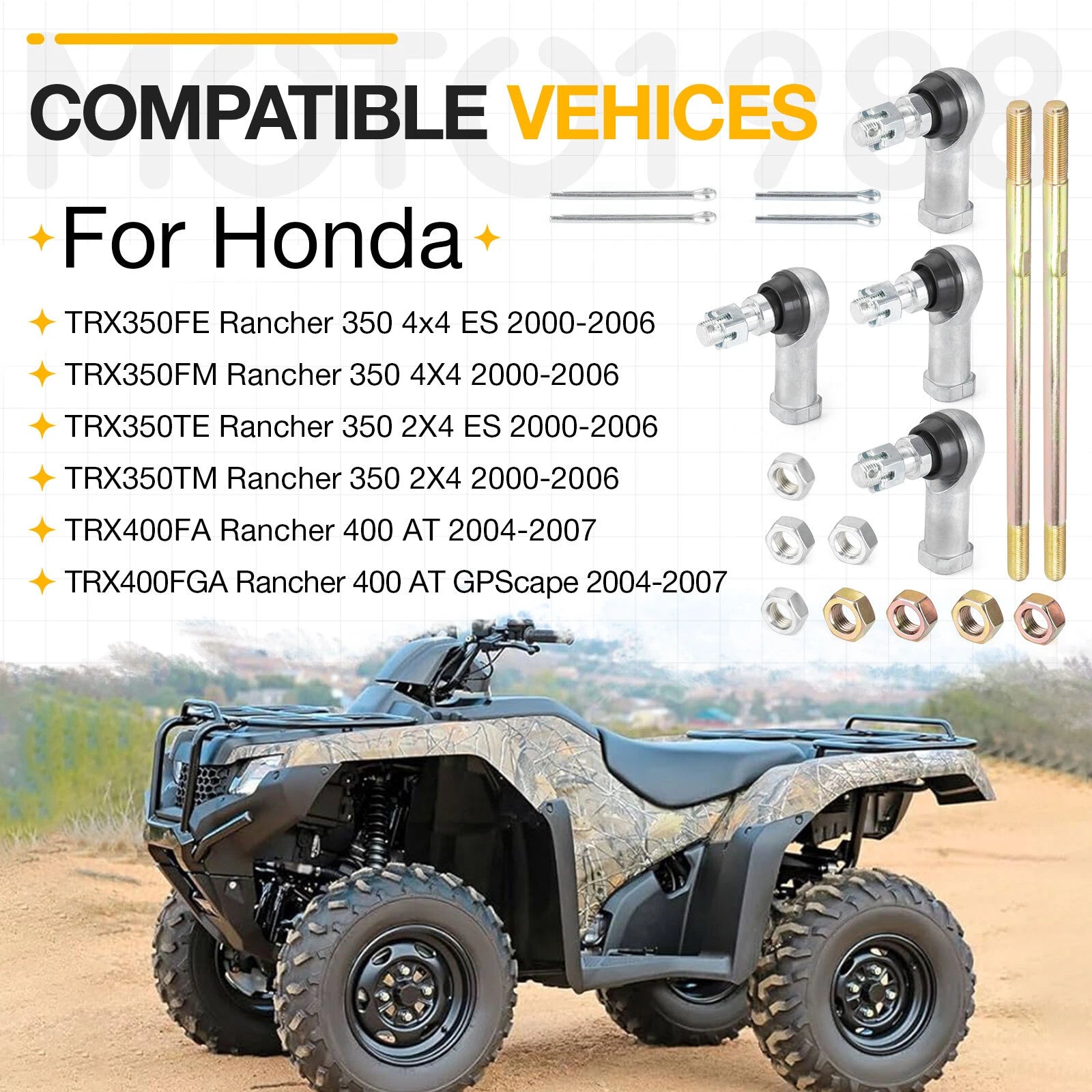 Set of 2 Tie Rod Ends for Honda Rancher 350 TRX350 (2000–2006)
