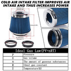 3" Cold Air Intake Cone Filter for Universal Fit