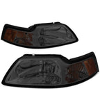 Smoked Housing Headlight + Amber Corner + LED Fog Light Kit for Ford Mustang (1999–2004)
