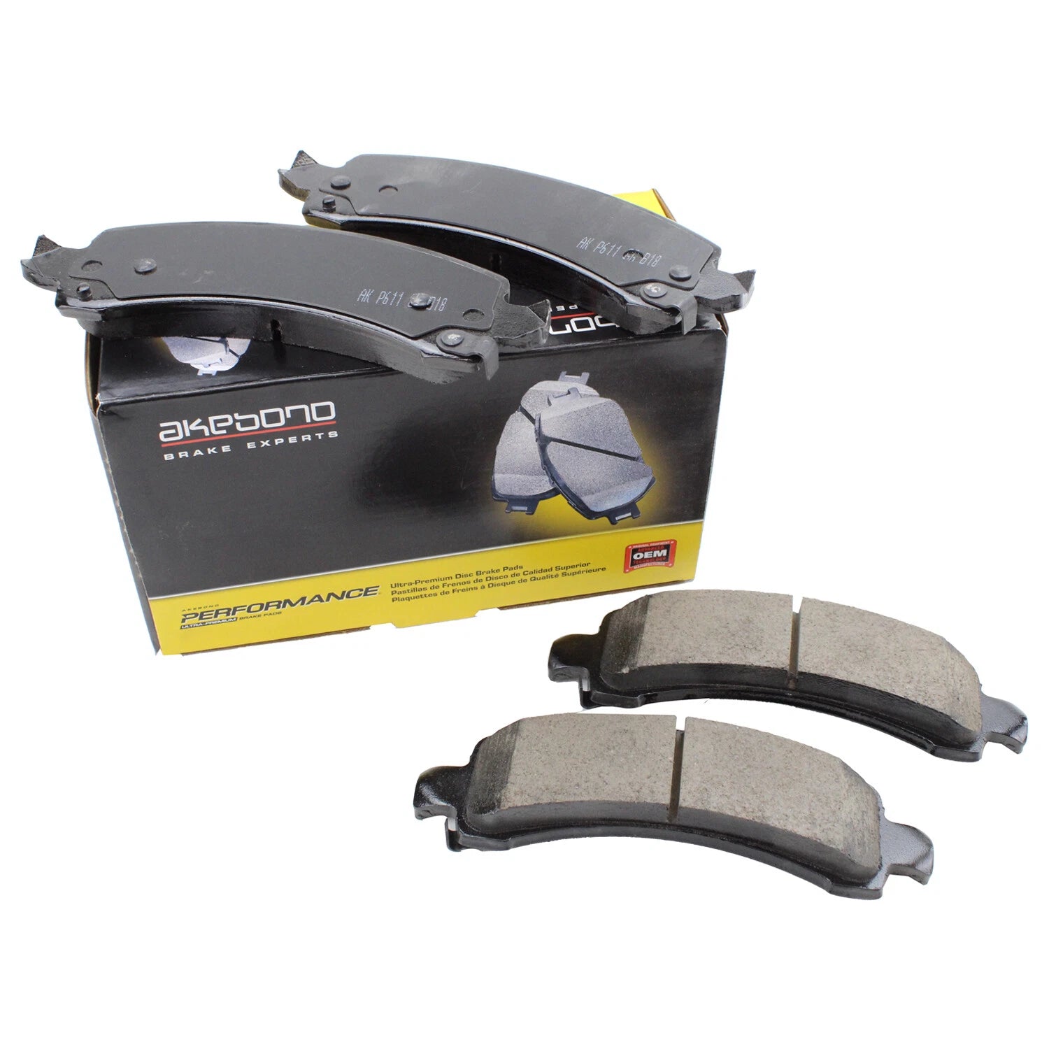 Set of 4 Akebono Rear Ceramic Disc Brake Pads for Chevrolet GMC Cadillac