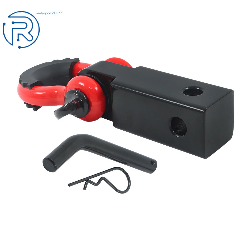 Off-Road Recovery Shackle for 2" Hitch Receiver (45000LB) Red Black