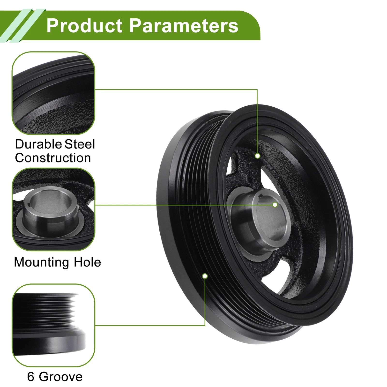 Engine Harmonic Balancer Crank Pulley for Toyota Avalon (1995–2000) 594-403 Steel Black
