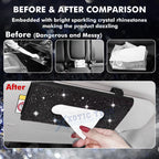 Crystal Car Visor Tissue Dispenser for PU Leather Backseat (2010-2025)
