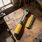 Handheld Ratchet Wrench with 14-Inch Driver and Socket Set for Automotive