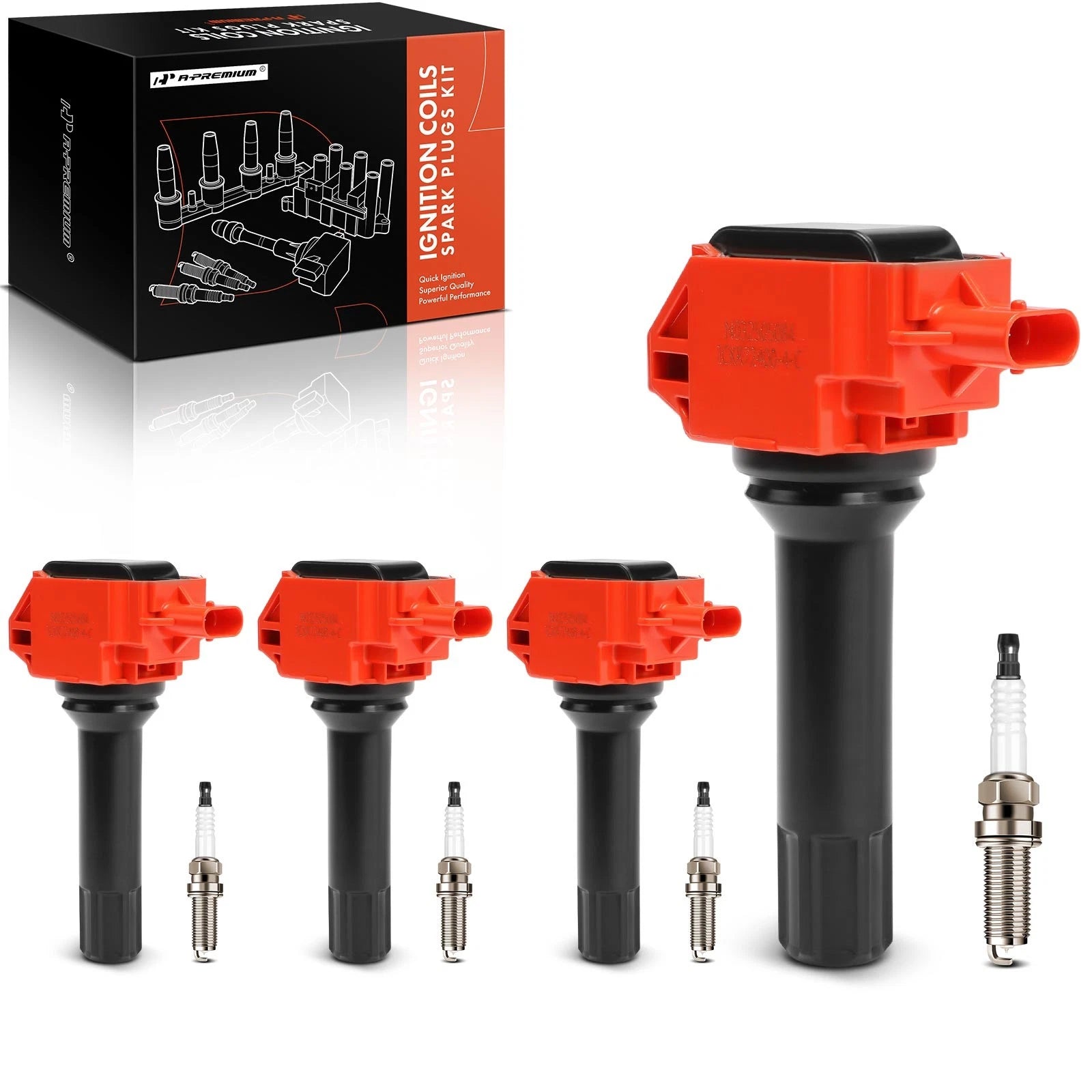 Set of 4 Ignition Coils & Iridium Spark Plugs for Subaru Outback (2013–2014)