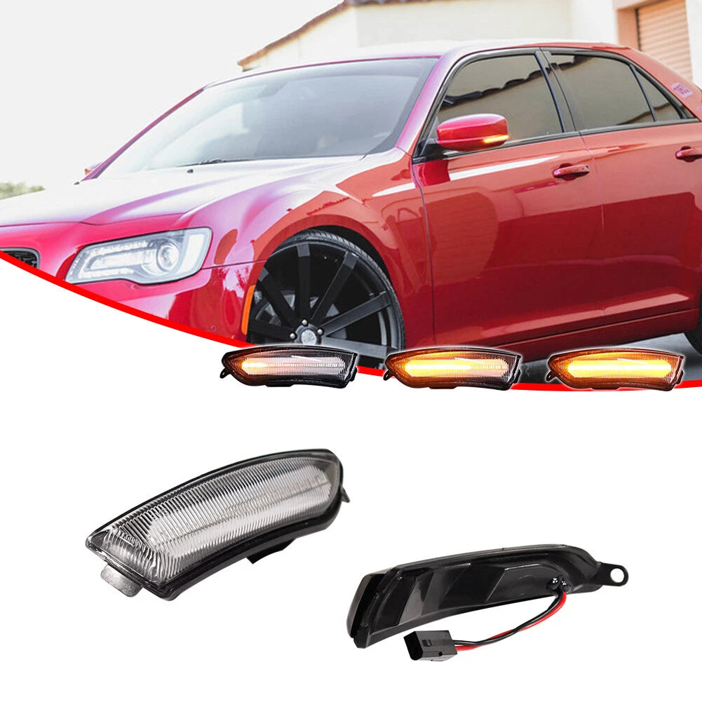 Clear Amber LED Side Mirror Signal Lights for Chrysler 300 (2011–2023)