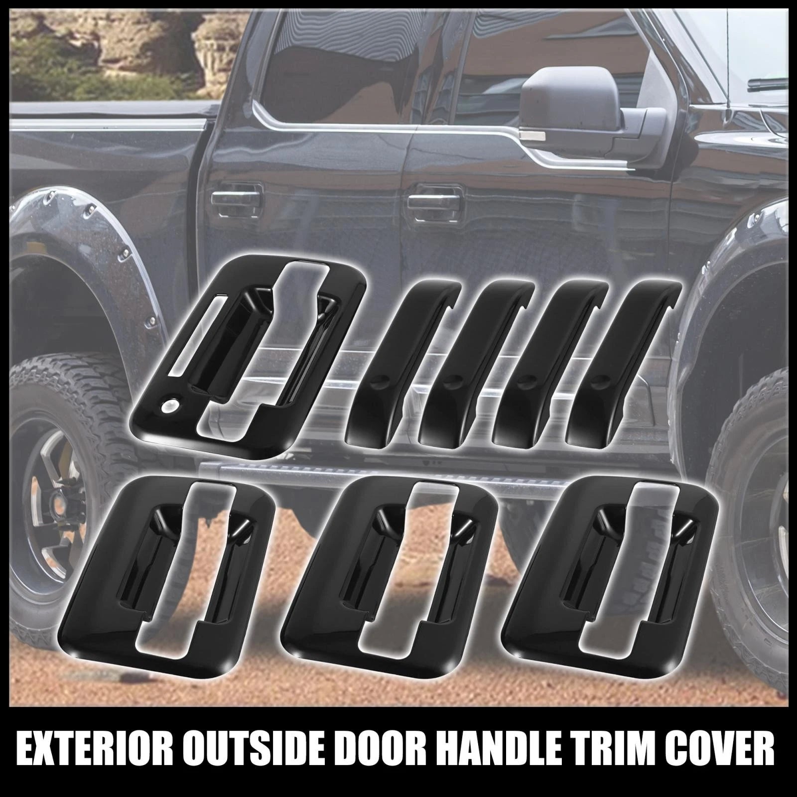 Set of 4 Gloss Black Door Handle Cover Trim for Ford 