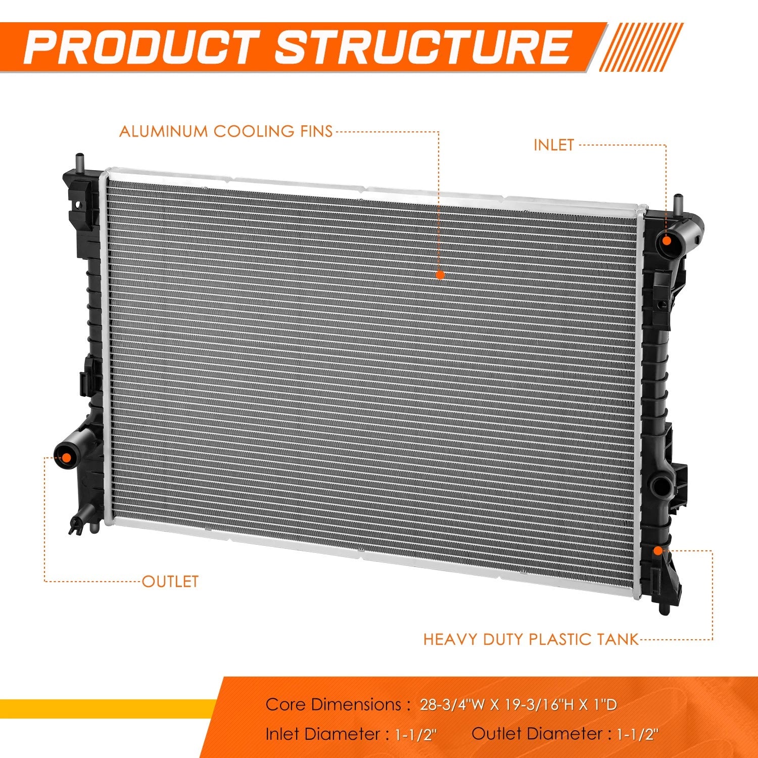 Aluminum OE Style Radiator for Ford Flex Lincoln MKT (2010–2012) DPI-13214