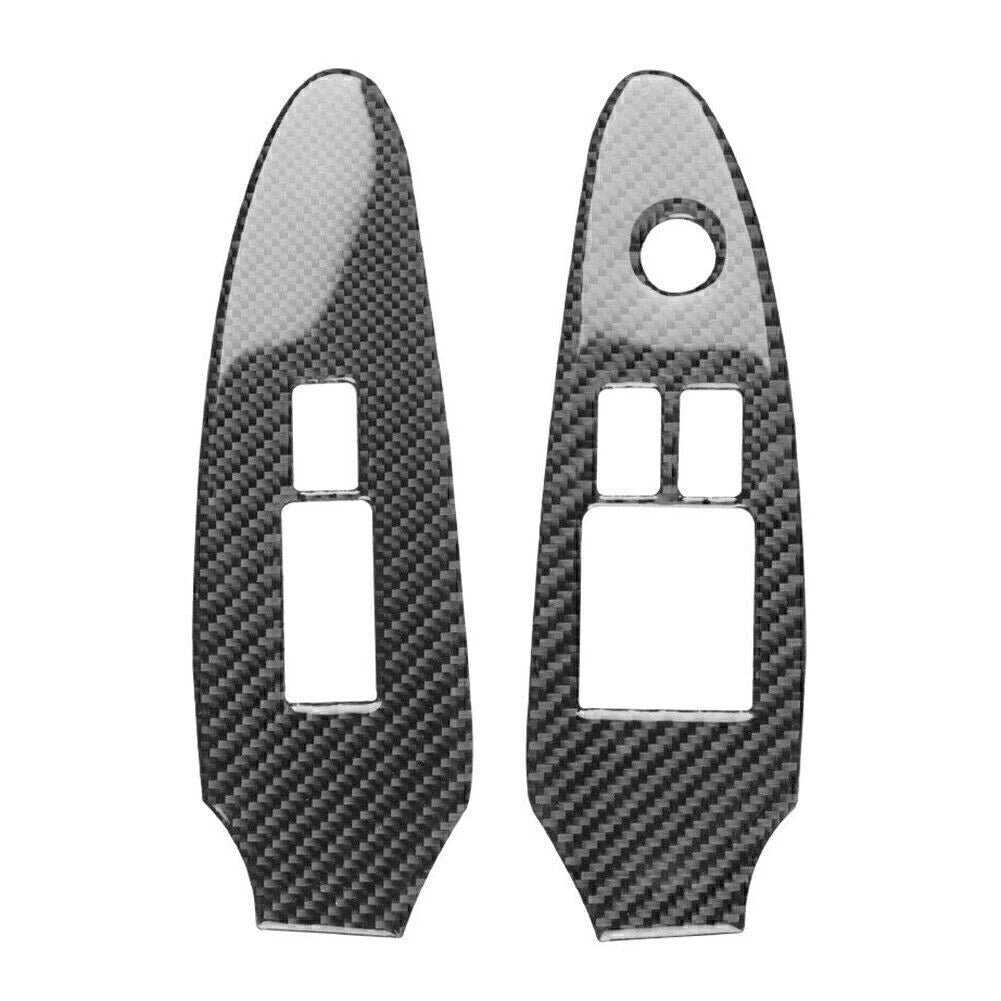 2Pcs Carbon Fiber Window Lift Switch Panel Trim for Nissan 370Z (2009–2020)