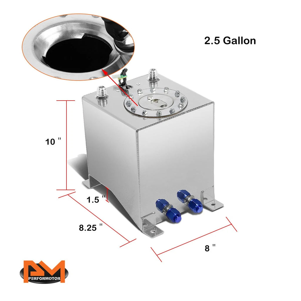 2.5 Gallon Aluminum Chrome Fuel Cell Tank for Universal Applications (N/A)