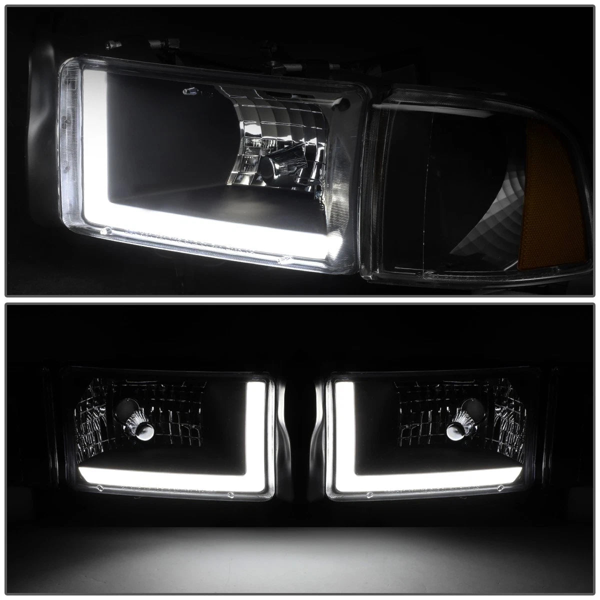 Tinted Amber Corner LED DRL Headlight for RAM 1500 2500 3500 (1994–2002)