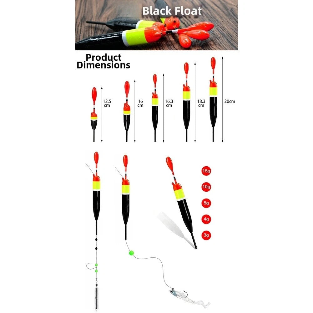 Set of 5 Vertical Fishing Floats for Sea Rod Applications