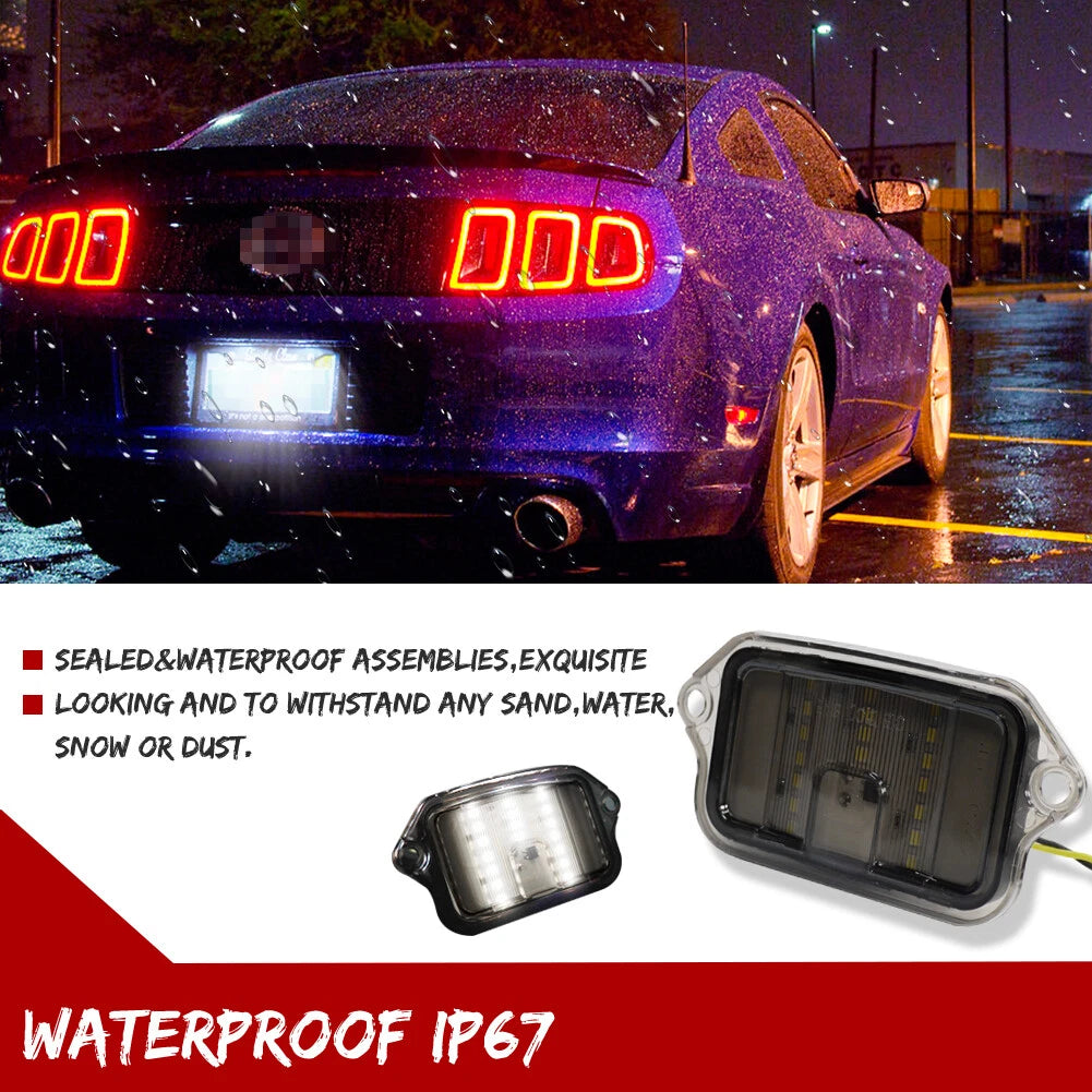 18-SMD Bright White LED License Plate Lights for Ford Mustang (2005–2009)