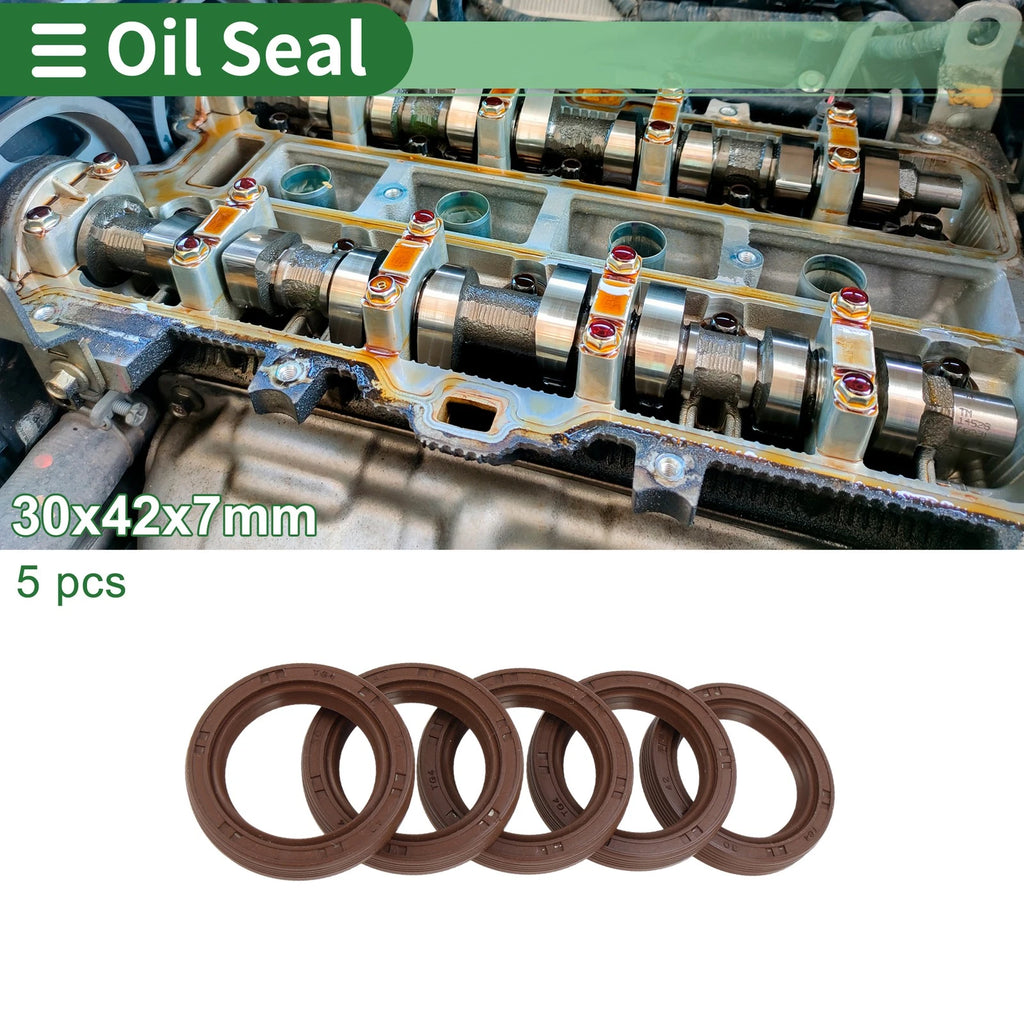 Set of 5 Oil Seals FKM Rubber 30x42x7mm for Various Models 
