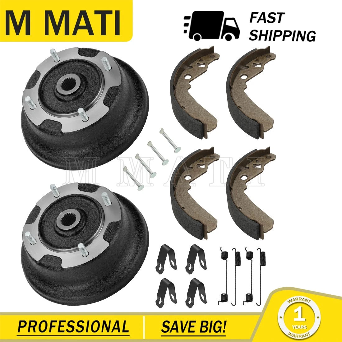 2X Front Brake Drums & Brake Shoes Kit for Kawasaki Mule 600 KAF400 (2005–2016)