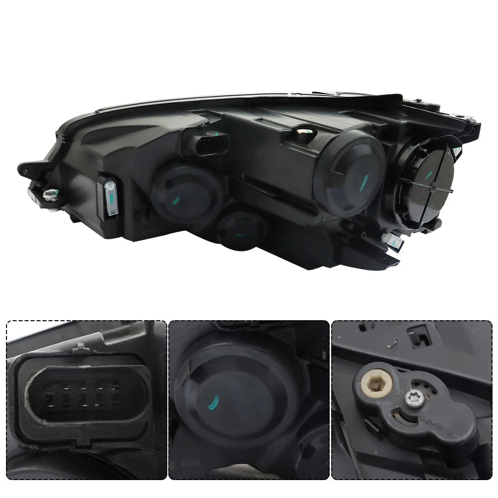 Right Halogen Headlight for Volkswagen Golf (2015–2017) Black Clear Lens