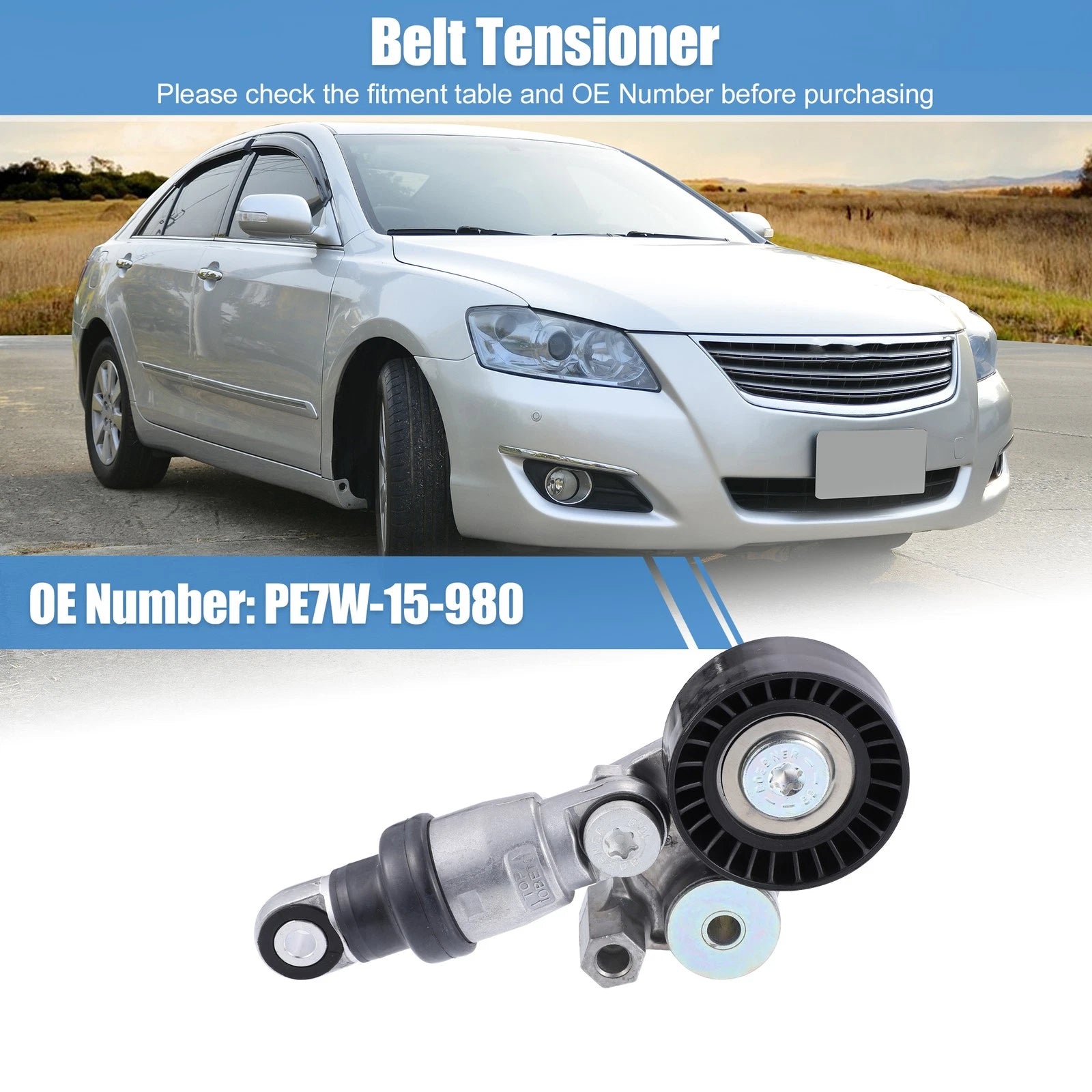 Engine Belt Tensioner Pulley Assembly for Mazda 3 (2004–2018) PE7W-15-980