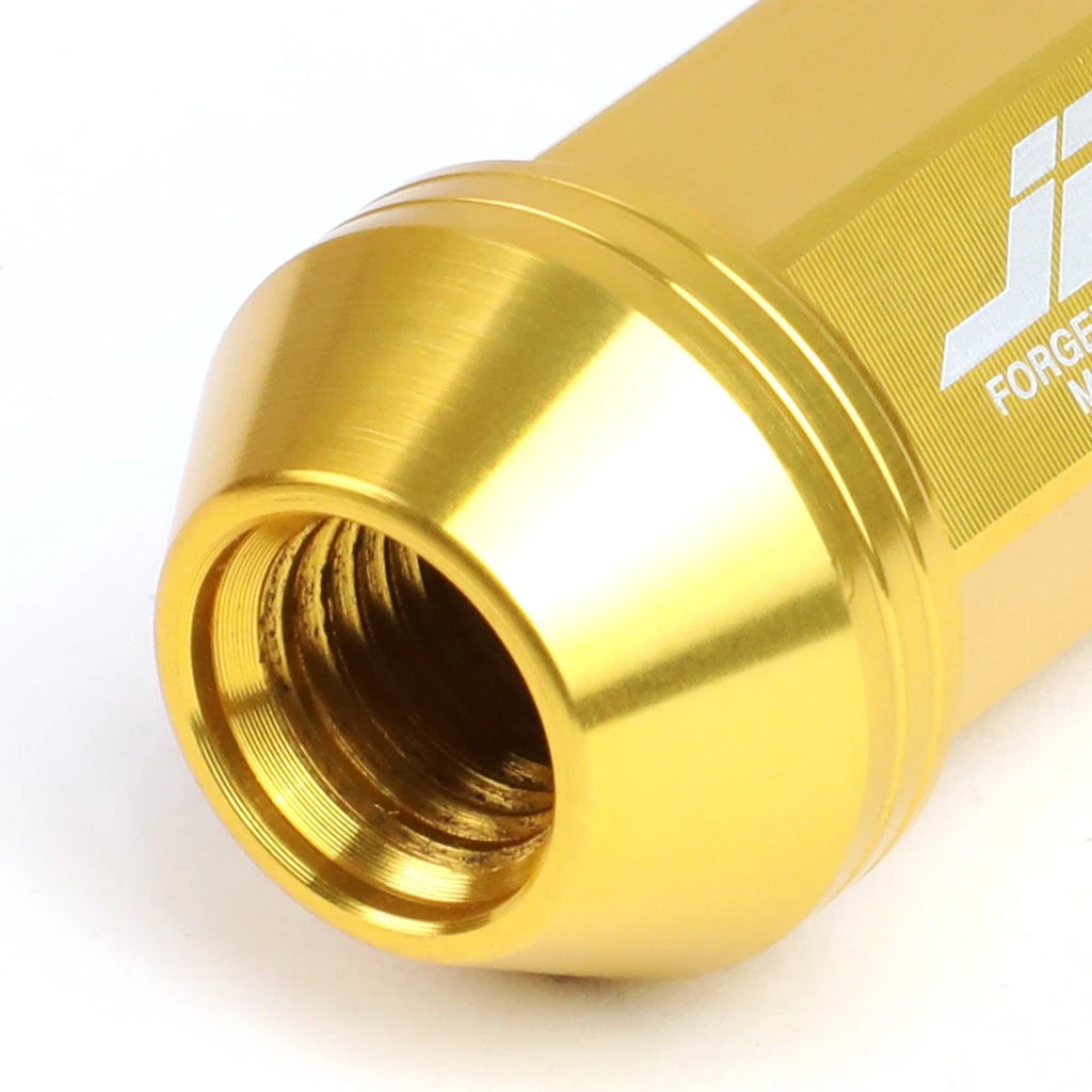 Set of 20 J2 7075 Forged Aluminum M12X1.5 Spiky Cap Lug Nuts w/Adapter Gold