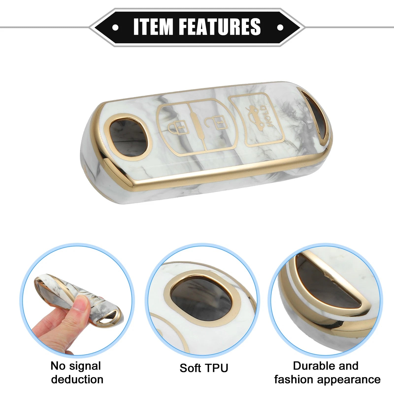 3 Buttons Remote Smart Key Fob Cover Case for Mazda CX-3 CX-4 CX-5 (2016–2021)