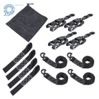 Set of 4 Heavy Duty Ratchet Straps 1.6" x 8' (5208lb Break Strength, Black)