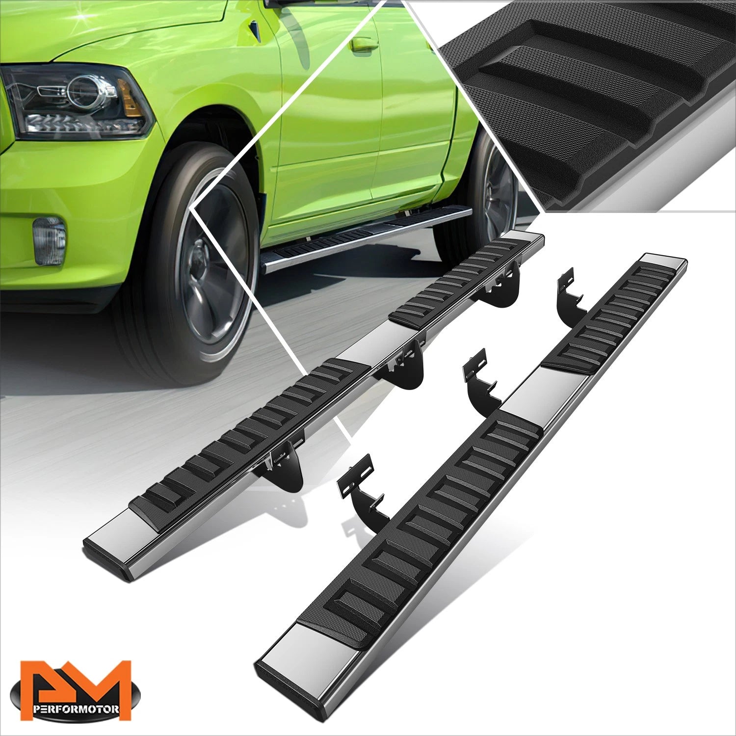 Set of 2 Side Step Nerf Bars for Dodge Ram 1500-3500 Crew Cab (2009–2024)