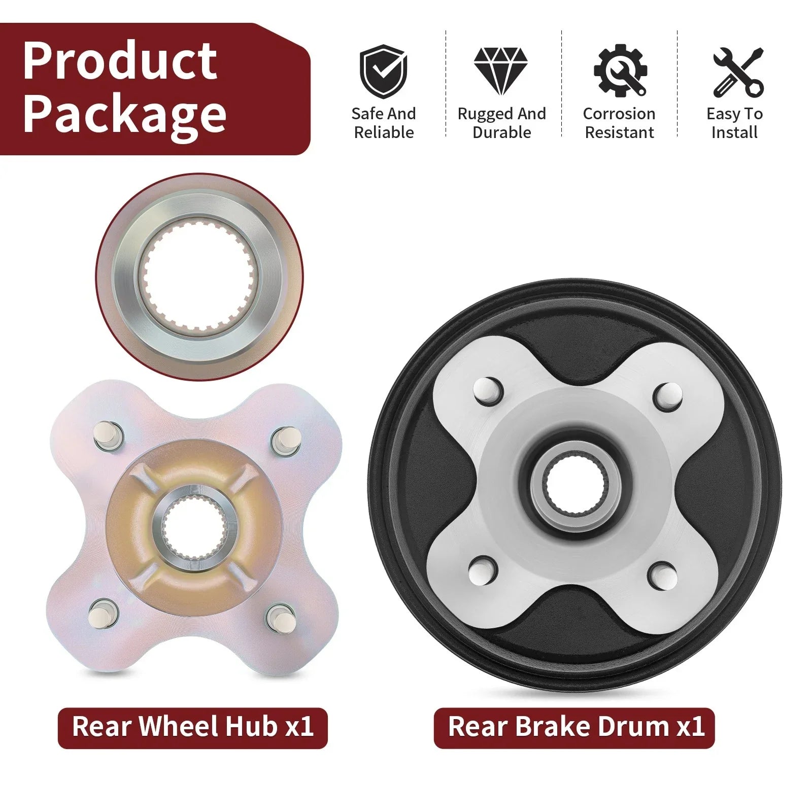 Rear Brake Drum with Wheel Hub for Yamaha Big Bear (1996–1999)