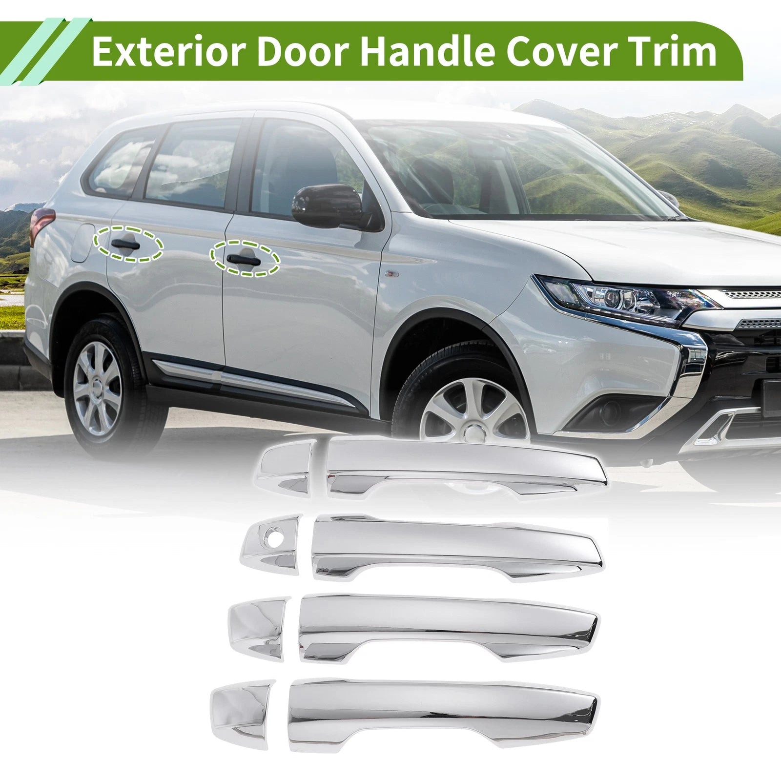 Exterior Door Handle Cover Trim for Mitsubishi Outlander (2022–2025) Silver Tone