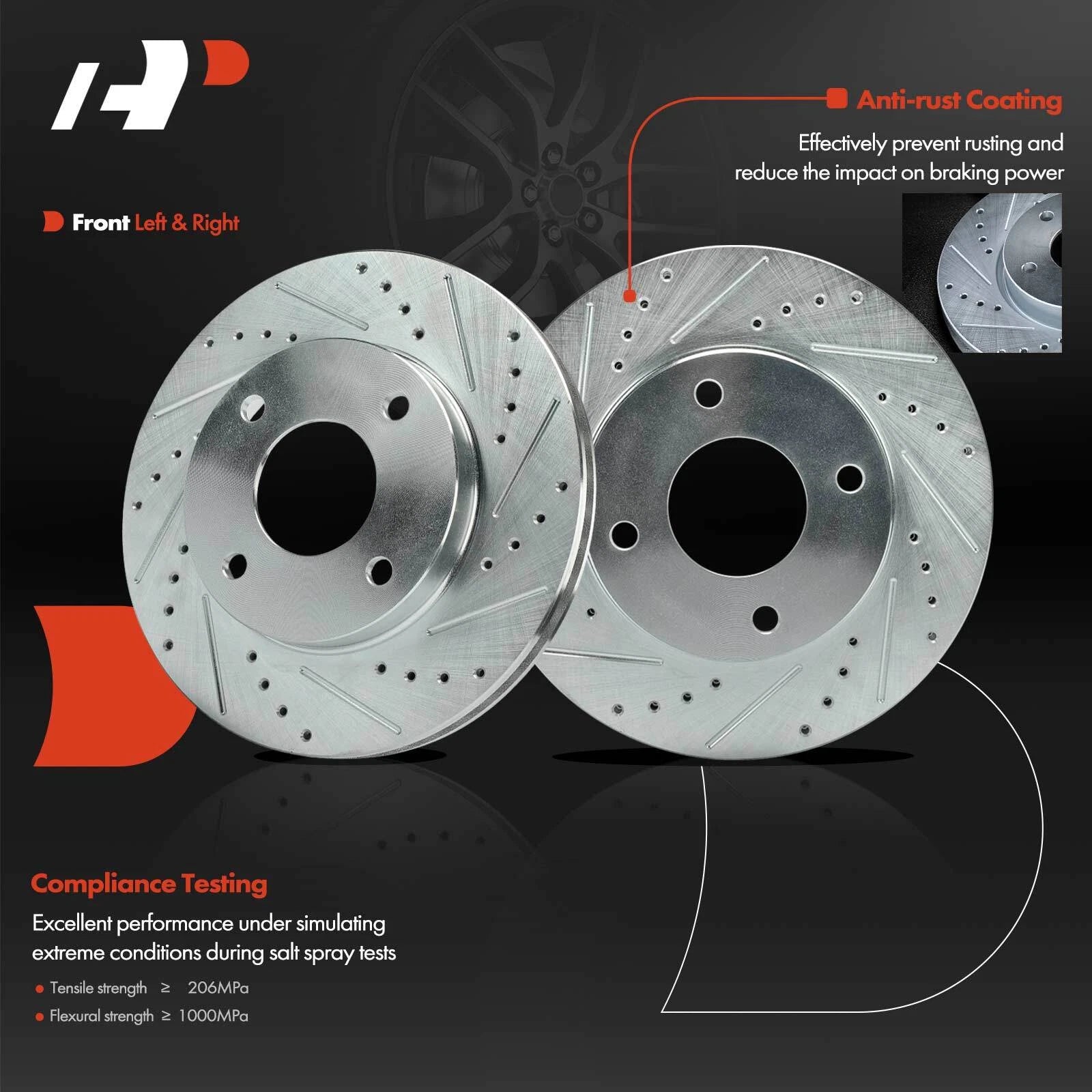 Front Drilled Brake Rotors & Ceramic Pads for Nissan Versa (2009–2011)