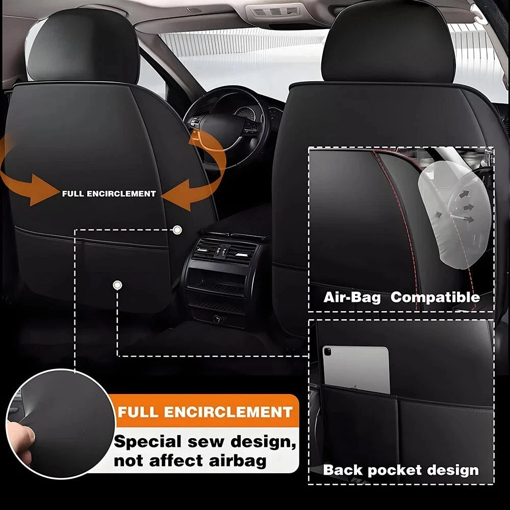 Full Surround Set of 5 Seat Covers for Toyota Faux Leather Black