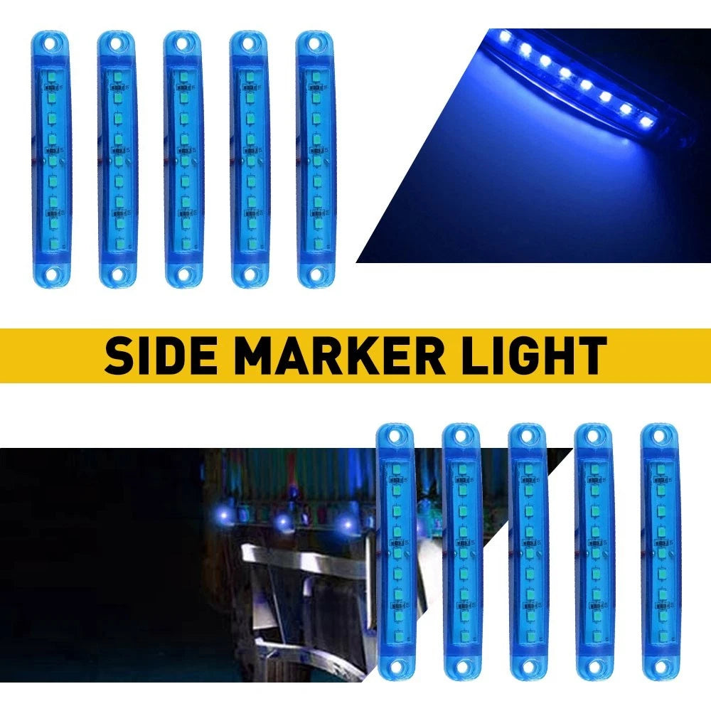 LED Side Marker Lights for Truck Boat Trailer (Blue)