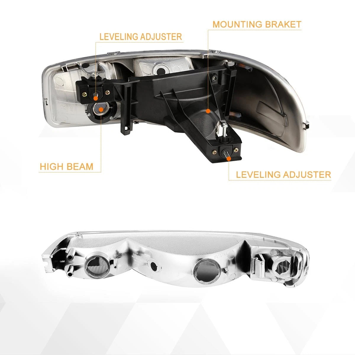 Projector Headlight Set for Dodge Durango (2014–2020) Black Housing Amber Corner