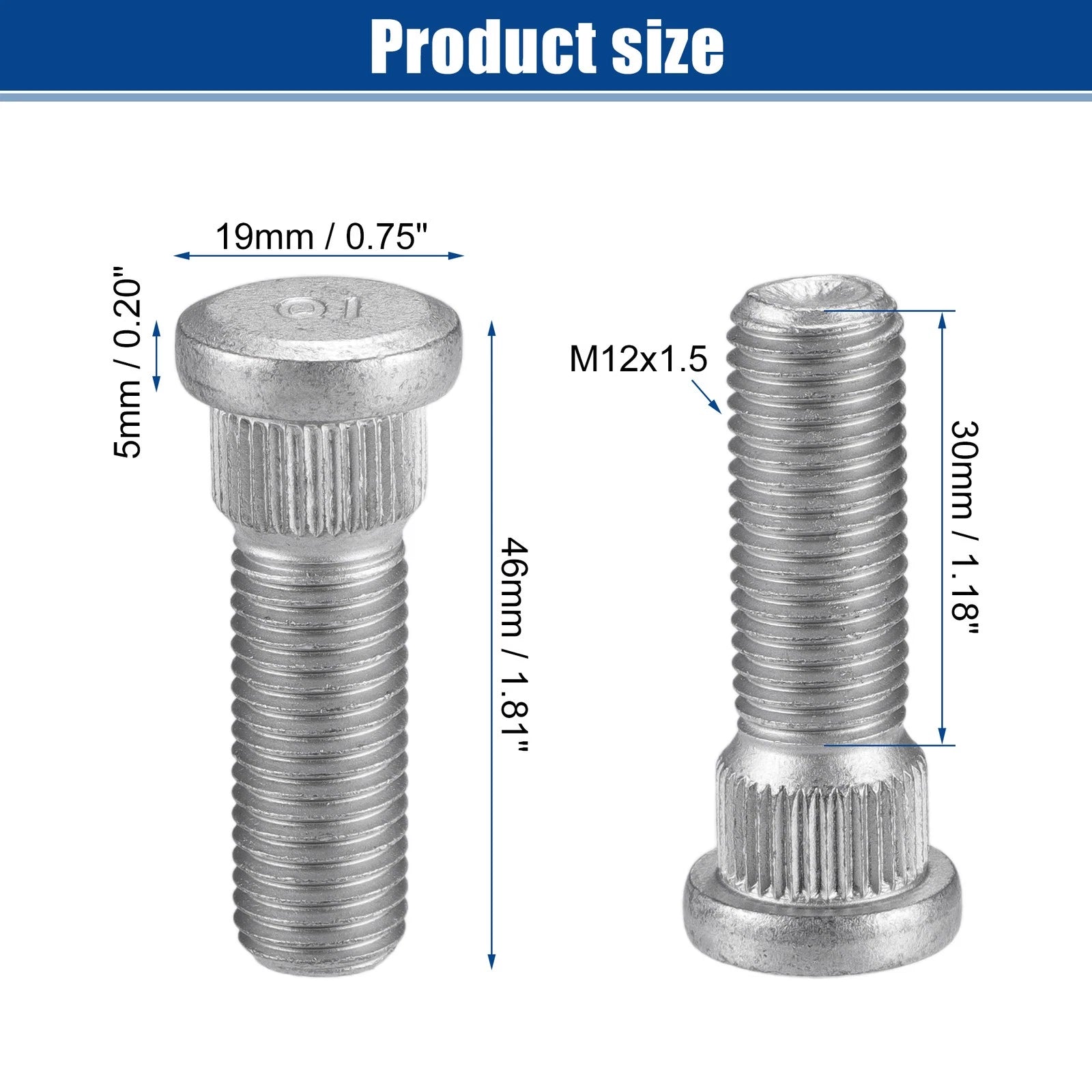 2X M12x1.5 Wheel Lug Stud for Lexus ES350 (No. 9094202049)