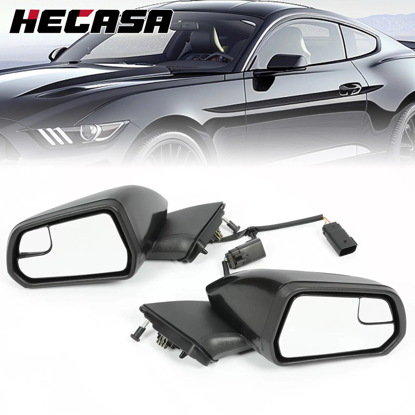 Power Mirrors Set for Ford Mustang (2015–2020) Black