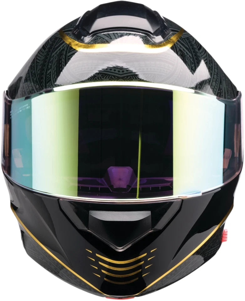 Zir Solaris Notorious Blk & Gold FF Motorcycle Helmet Dual Visor 2XL