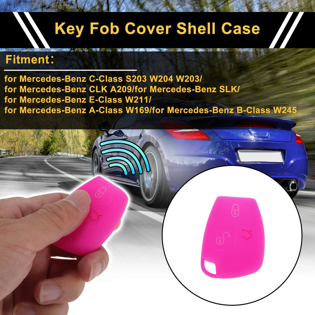 Magenta Car Key Case for Mercedes-Benz C-Class (2001–2015) - 3 Buttons