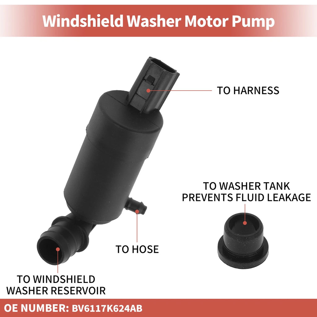 Windshield Washer Pump w/ Grommet for Ford (No.BV6117K624AB)