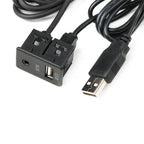 150cm USB Extension Cable Adapter for Car Dash Mount AUX Panel