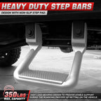 Set of 4 Silver Powder-Coated Cast Aluminum Side Steps for Ford/Chevy/GMC/Dodge