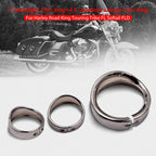 Set of 3 Silver Visor Style Headlamp Trim Rings for Harley (7" & 4.5")
